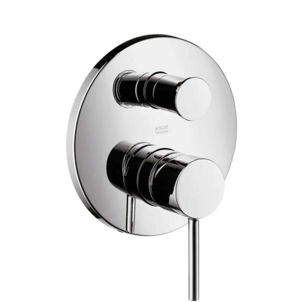 Unterputz-Wannenmischer in Chrom mit zwei runden Griffen. Hersteller ist AXOR. Das Design ist minimalistischer und funktional.